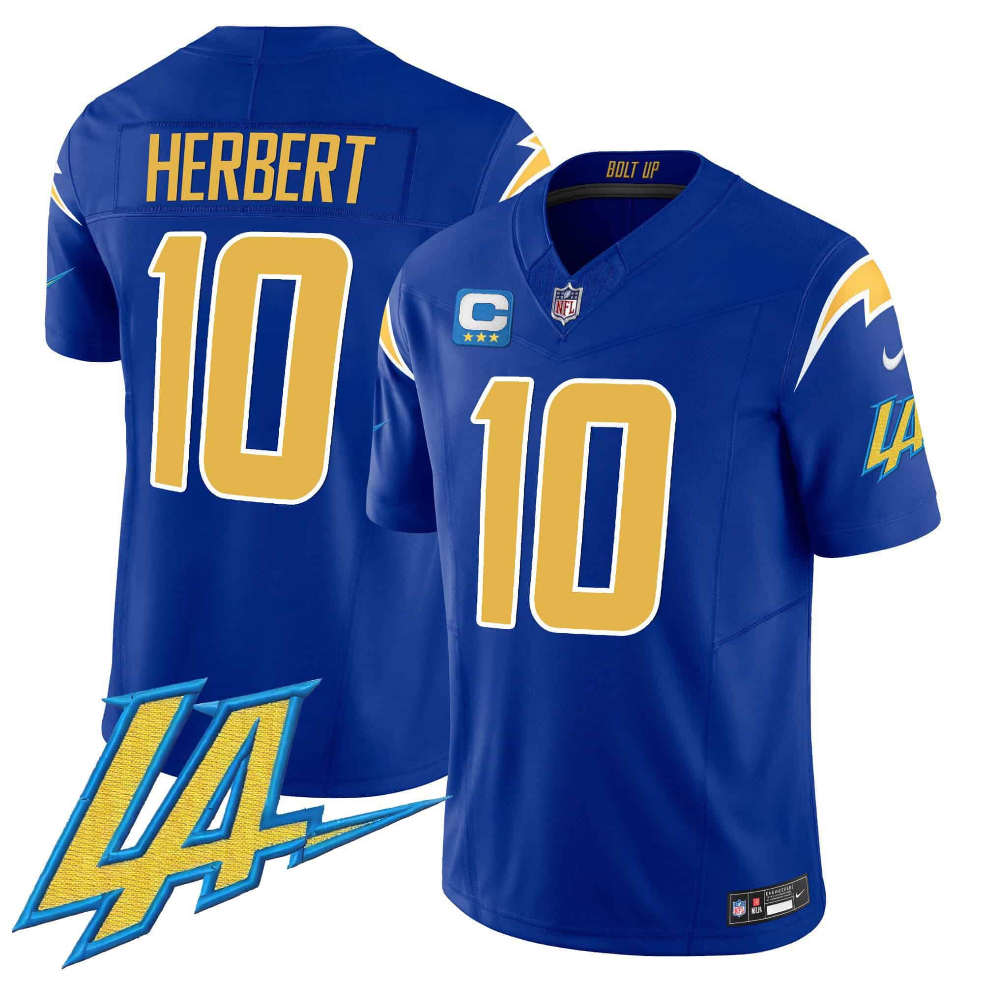 Men Los Angeles Chargers #10 Herbert Blue 2024 Nike Vapor Limited NFL Jersey